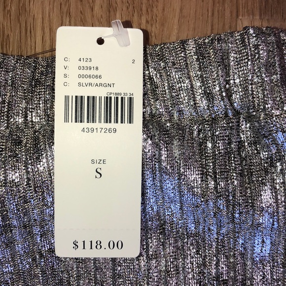 Anthopologie Silver Metallic wide leg pants NWT - Picture 6 of 6